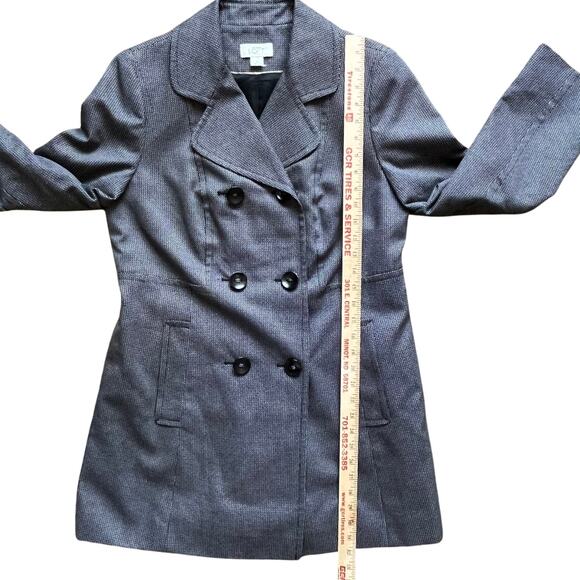 Ann Taylor Loft Jacket Pea Coat Sz Medium Black White Buttons Lined Cotton Dots - Picture 9 of 9